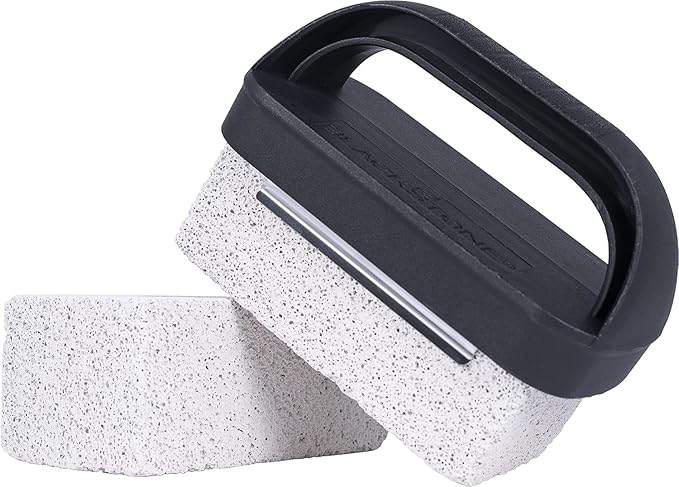 BLACKSTONE 5463 Cleaning Tool Kit (8 Pieces) BBQ Grill Flat Top Indoor/Outdoor Accessories-1 Stainless Steel Griddle Scraper, 3 Scouring Pads, 2 Pumice Stone with Handle, Black, Orange, Silver
