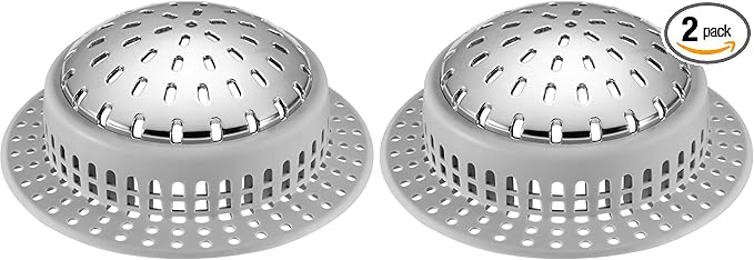 Shower Drain Hair Catcher, Shower Drain Cover, Bathtub Drain Hair Catcher for Pop-Up & Regular Drains (Pack of 2)