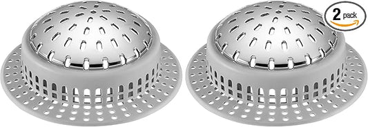Shower Drain Hair Catcher, Shower Drain Cover, Bathtub Drain Hair Catcher for Pop-Up & Regular Drains (Pack of 2)