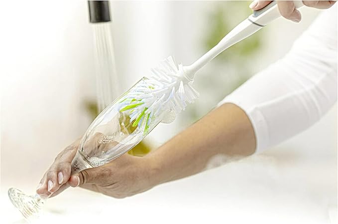 Scotch-Brite Glass and Water Bottle Brush, Long-Lasting, Safe on Glassware, Shaker Bottles, Food Processors, & More, Non-slip handle, Durable, Reusable, Clean in Top Rack of Your Dishwasher