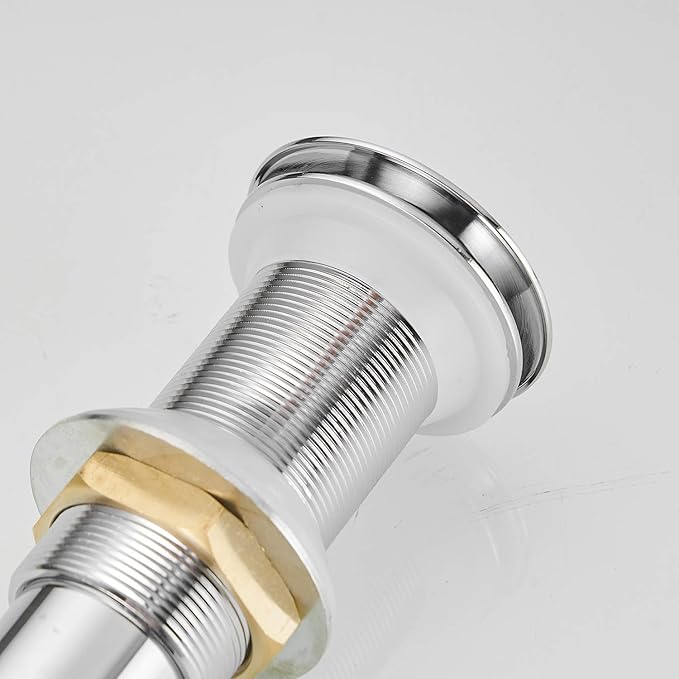 BWE Chrome Pop Up Sink Drain Fits Bathroom Standard Sink Hole 1-1/2" to 1-3/4"Bathroom Faucet Vessel Vanity Sink Drain Stopper Without Overflow