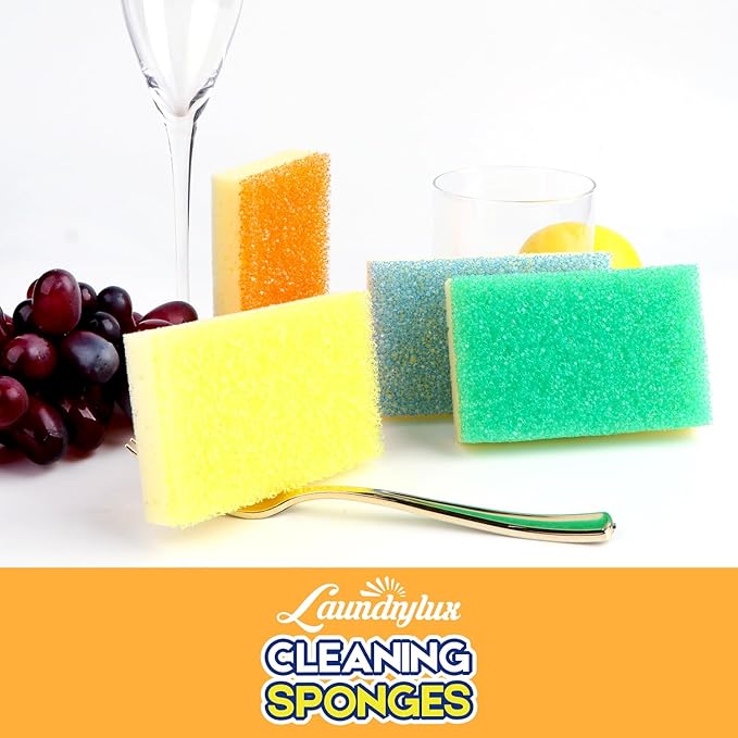 Scrub Sponge, Dual-Sided Temperature-Responsive Scrubber - Non-Scratch - Multipurpose Dish Sponges for Kitchens, Bathrooms, and Outdoor Use - 4 Pack