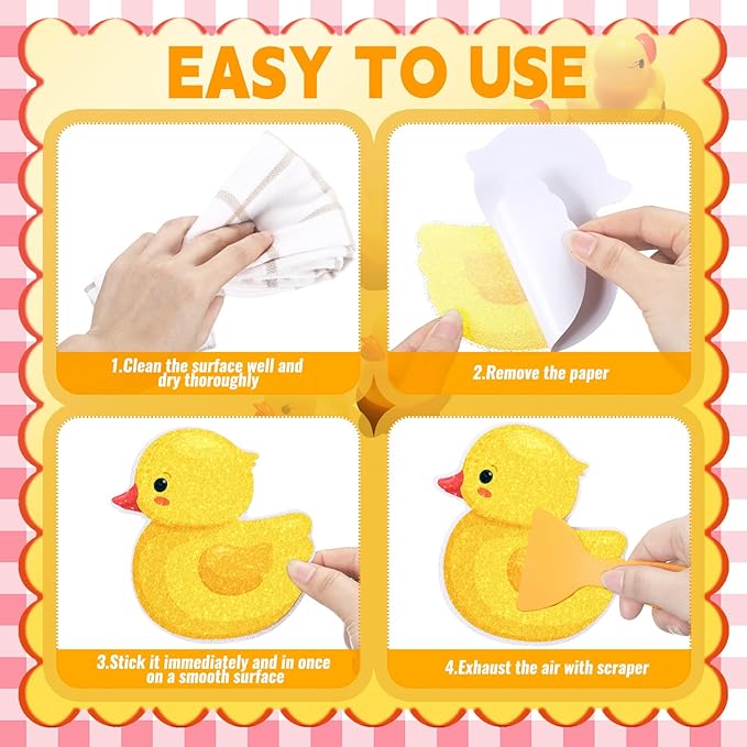 Yaomiao 24 Pcs Duck Non Slip Bathtub Stickers Shower Stickers Anti Slip Decal Threads Adhesive Appliques with Scraper Adhesive Decals for Safety Bathroom Tubs, Shower Floor, Stairs