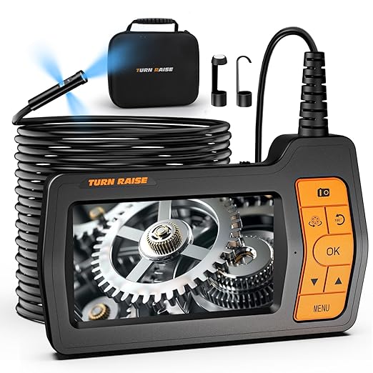 Triple Lens Sewer Camera with 50FT Cable, 5" IPS Screen 1080P HD Snake Camera, Waterproof IP67 Drain Pipe Borescope with Light, Plumbing Inspection Endoscope with 32GB Card & Carrying Case
