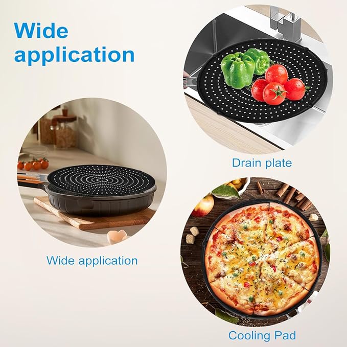 Silicone Splatter Screen, Silicone Splatter Screen for Frying Pan 13", Foldable Grease Guard Heat Resistant Oil Splash Guard, Non-Stick, For Daily Cooking and Baking(Black）