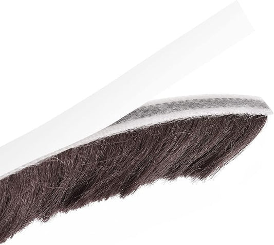 uxcell Weather Stripping Brush, 26ft L x 0.35" W x 0.9" H Self-Adhesive Seal Weatherstrip Sweep Brush Brown for Door Window