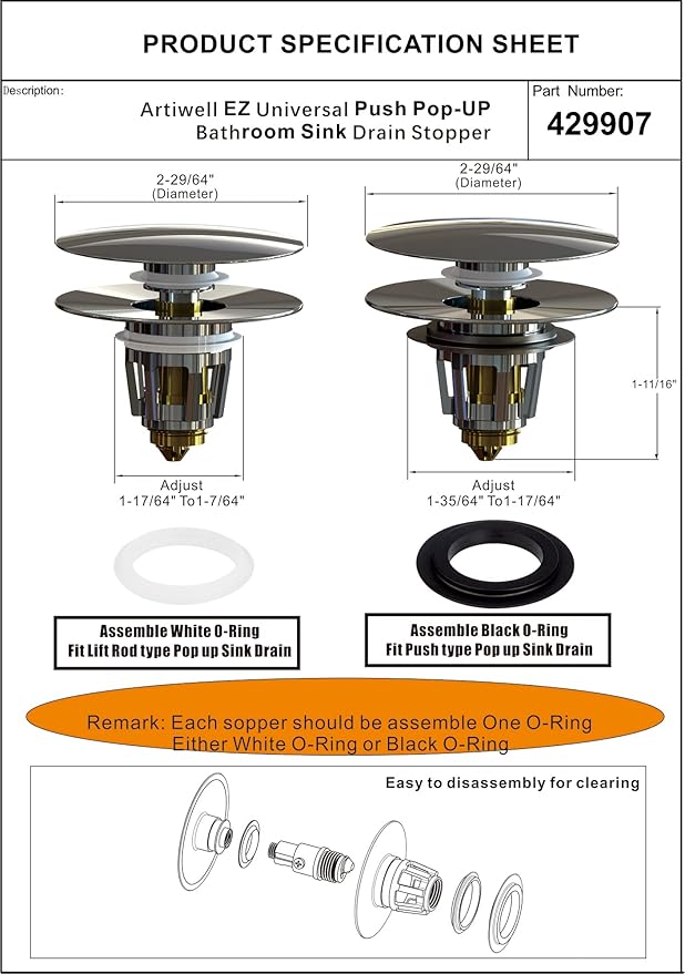 Artiwell Universal Bathroom Sink Drain Stopper, Fits Most Pop-Up Drains for Vessel Sink Lavatory Vanity, Sink Drain Strainer with Detachable Hair Catcher, Tested by Plumber in US (Brushed Nickel)