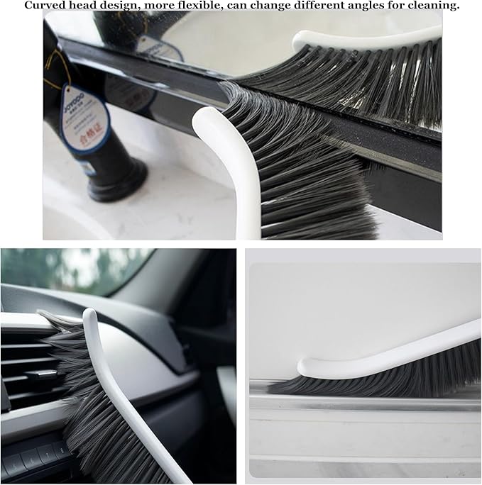 Dust Brush, 2pcs 14" Narrow Skinny Soft Bristles Hand Whisk Broom, Cleaning Tight Spaces/Bed/Couch/Drafting/Clothes/Upholstery/Art (2)