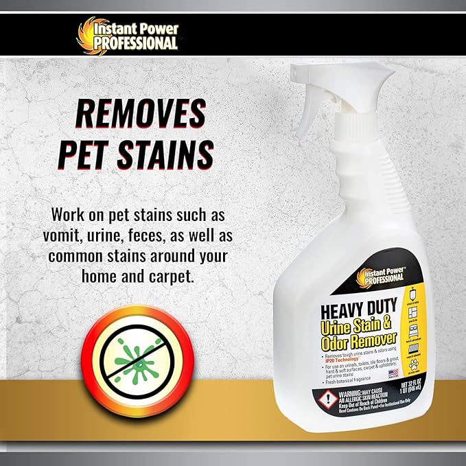 Instant Power Heavy Duty Urine Stain and Odor Remover, Stain and Smell Remover, 32 Fl. Oz.