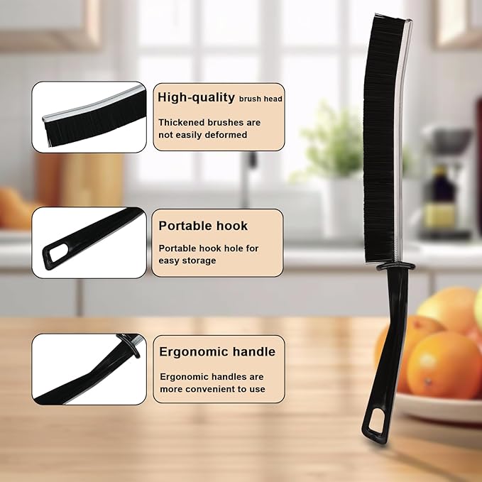 6PCS Crevice Cleaning Brush,Gap Cleaning Brush, Slim Flat Curved Brush for Narrow Gaps,Deep Crevices and Small Spaces,Hard Bristle Brush,Easy to Clean, No Residue, Kitchen & Bathroom Cleaning