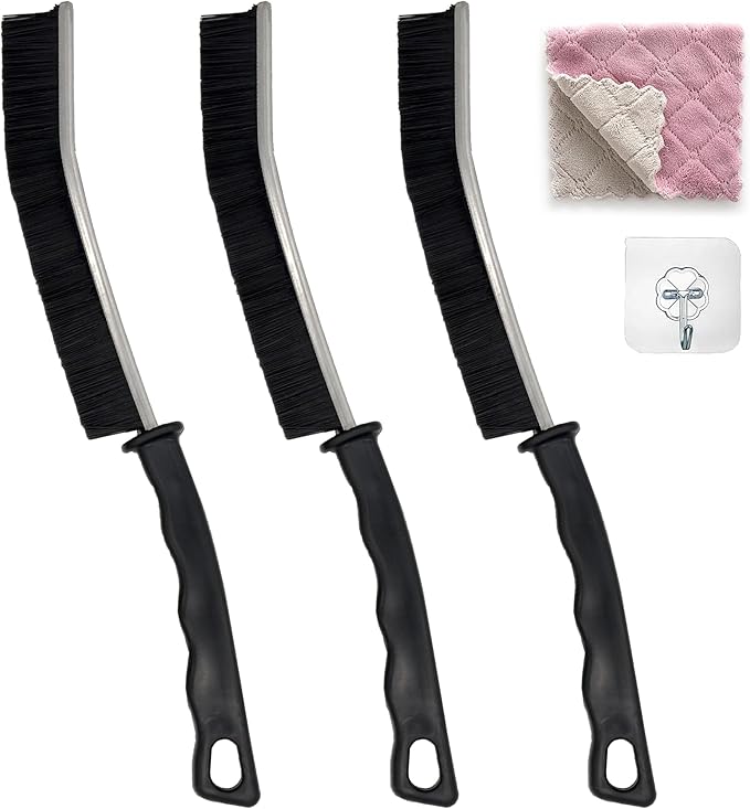 Crevice Cleaning Brush Set (3 Pack) – Multifunctional Gap Cleaner Tool for Bathroom, Kitchen, Car Vents, Sliding Doors, Keyboards – Stiff Bristles, Ergonomic Handle