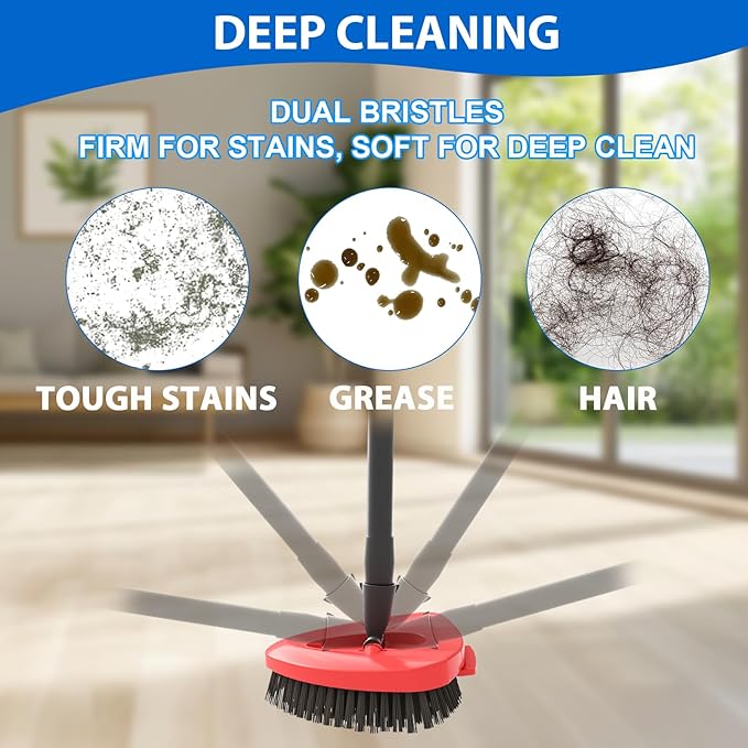 Upgraded Spin Mop Replacement Scrub Brush Heads Compatible with Ocedar EasyWring 1 Tank,Full Bristle Scrubber Replace Great for Kitchen, Bathroom, Pools,Deck Hard Floor Cleaning