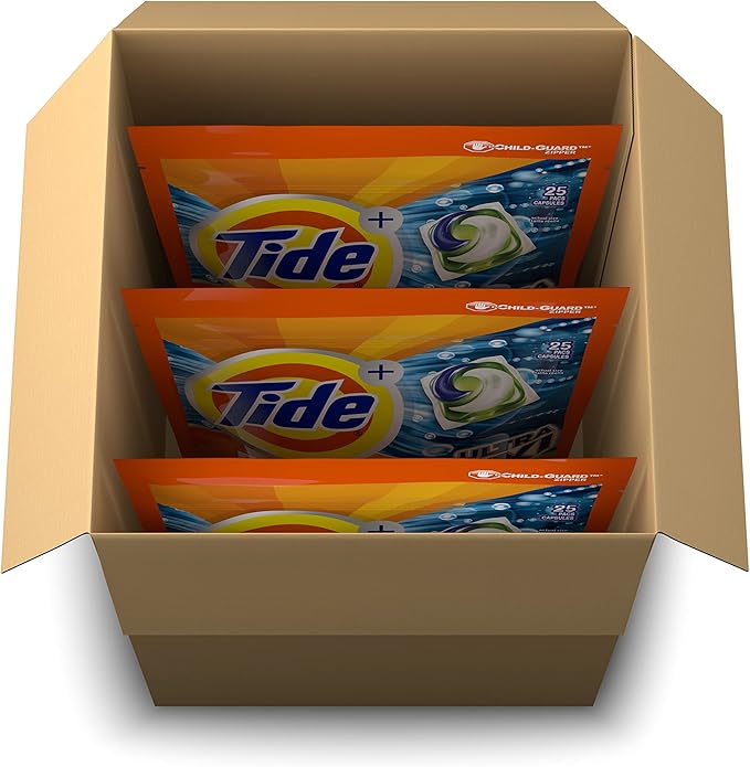 Tide PODS Liquid Laundry Detergent Soap Pacs, 4-in-1 Ultra Oxi, HE Compatible, 3 Bag Value Pack, 75 Count