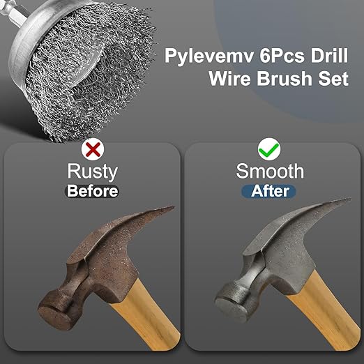 10Pcs Professional Wire Brush for Drill, Carbon Steel Wire Cup Brush for Drill, Drill Wire Brush for Cleaning Rust, Wire Brush Drill Attachments with 1/4 Inch Hex Shank