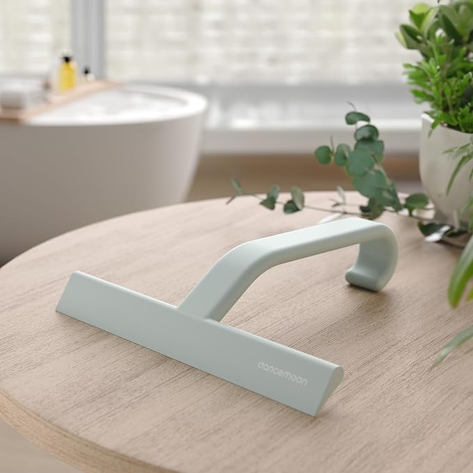 dancemoon JustHang Shower Squeegee for Glass Doors, All-in-One Piece Silicone Squeegee with Built-in Hook for Bathroom, Window, Mirror, Tile Wall, Car, Streak-Free Bathroom Cleaner Tool,10 Inch Green
