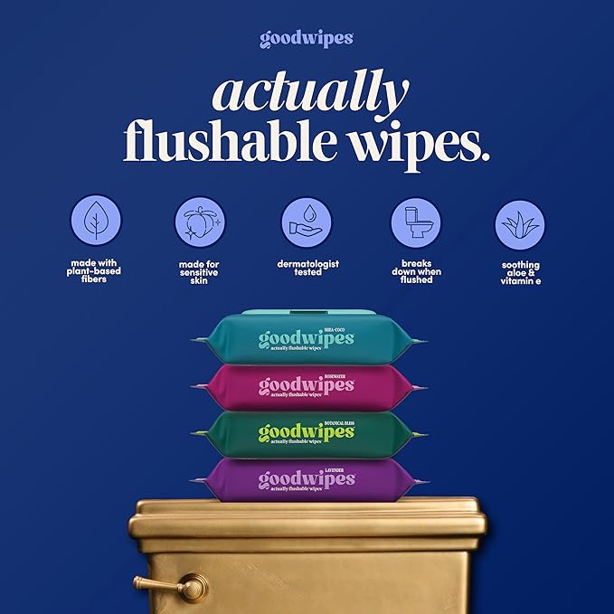 goodwipes Flushable Wipes Bulk Pack, Cedar Adult Wet Wipes for Women & Men, Sewer & Septic Safe, Toilet & Bathroom Essentials, Extra Large, 418 Count (8 Packs and 1 Travel Pack)
