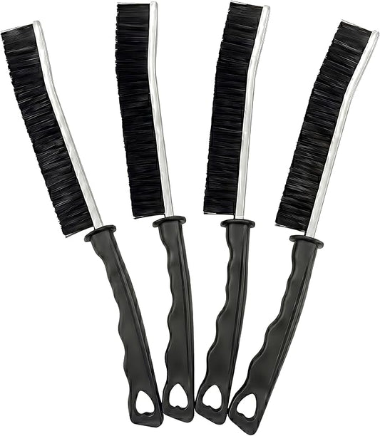 4 Pcs Multi-Purpose Hard Bristle Crevice Cleaning Brush Deep Reach Gap Cleaning Tools for Household Use Versatile Durable Thin Brush to Clean Tight Spaces Window Track Tile Grout Bathroom Corner Black