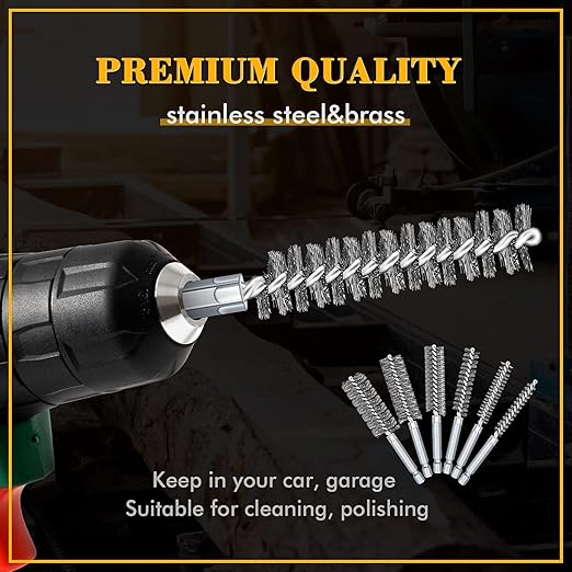 24 Pieces Bore Brush for Drill Wire Bore Brush Set Wire Cleaning Set Stainless Steel Cleaning for Power Drill Impact Driver (Stainless Steel,Brass)