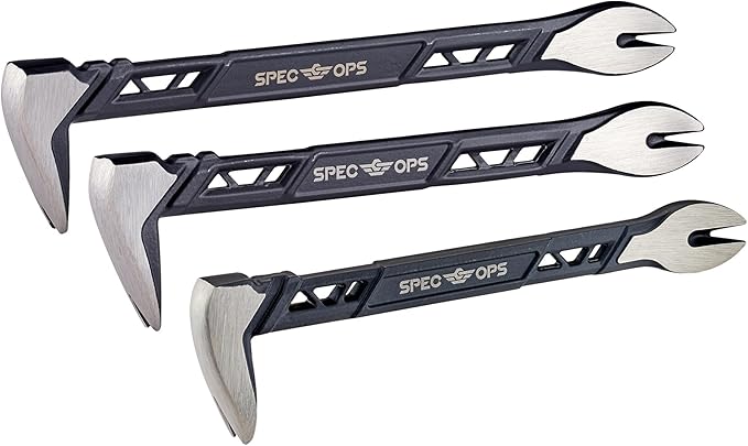 Spec Ops Tools Nail Puller Cats Paw Pry Bar for Prying, Demolition & Nail Pulling, High-Carbon Steel, 8, 10 & 11 Inch Combo Pack