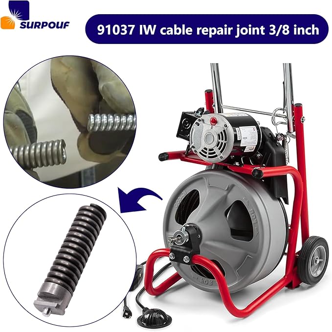 91037 IW Cable Repair Coupling 3/8-Inch Compatible with Drain Cleaning Cable (1)