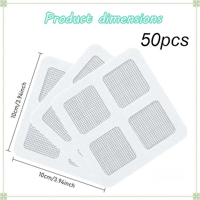 Disposable Shower Drain Hair Catcher, 50 Pack Adhesive Mesh Drain Covers for Shower, Bathtub, Bathroom Sink & Laundry – Peel and Stick Drain Strainer, Waterproof, Fast Drainage, Prevents Hair Clogs