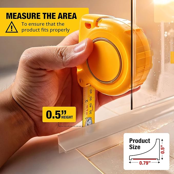Shower Threshold Water Dam Barrier 39" - Transparent Collapsible Walk in Shower Water Guard - Door Bottom Seal Strip Leak Guard by Hippo Dam