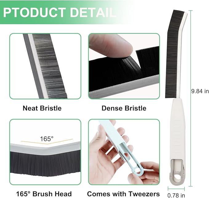 Crevice Cleaning Brush Hard Bristle Grout Scrub Brushes,Household Cleaning Supplies with Clip for Tile Floor,Kitchen,Toilet,Shower,Sink,Window,Home Essentials for Women(Pure White)