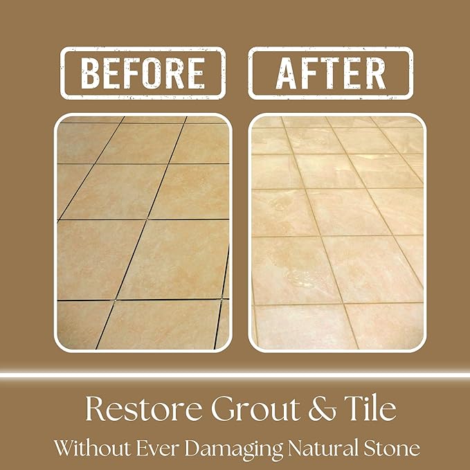 GEODE Natural Stone Grout Cleaner for tile floors - non-damaging, deep cleaner safe for Marble, Limestone, Travertine, Ceramic - Industrial Strength Tile, Stain Remover, Powerful Formula (32 oz.)