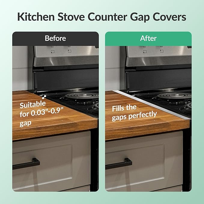 Stainless Steel Stove Gap Covers 13.8~27.5 Inch Retractable, Range Trim Kit Between Stove Top and Counter Heat Resistant & Easy to Clean Oven Gap Filler by BOGDA Silver (2 Packs)