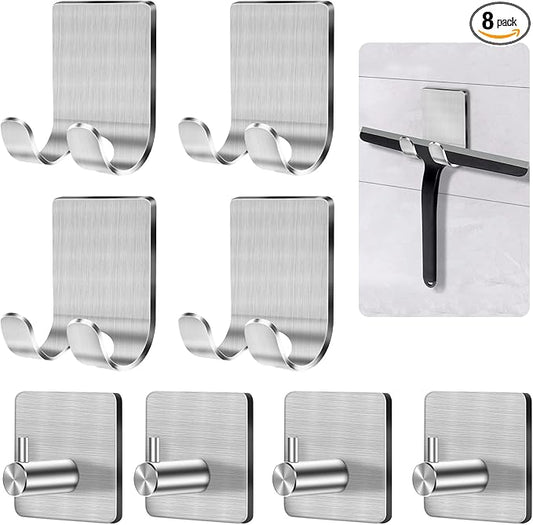 CGBE Razor Holder for Shower - 4 Packs Holder and Hooks, Self Adhesive Shaver Holder Hanger for Bathroom, Damage Free Wall Hooks for Razor Shaver Loofah Sponge