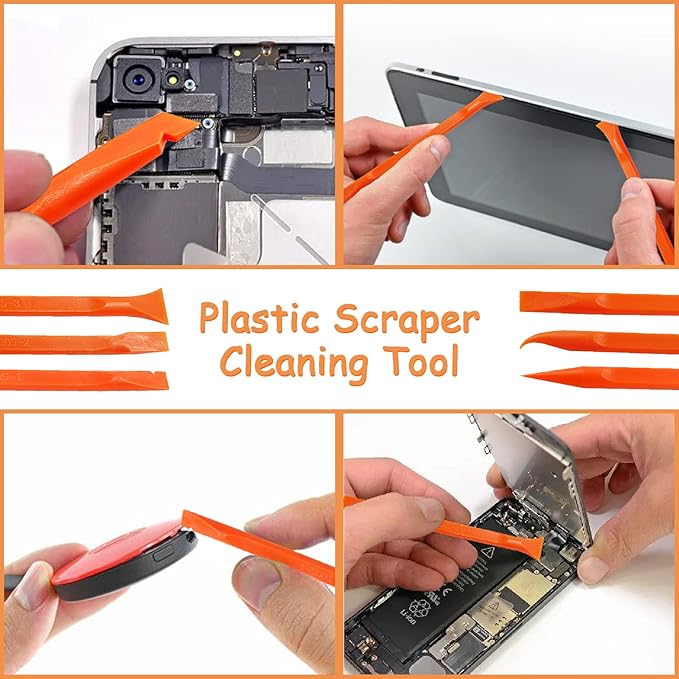 18Pcs Carbon Fiber Scraper Cleaning Tool Non-Scratch Plastic Multi-Purpose Stiff Scraper Pen-Shaped Scraper Tool for Paint, Stickers Label, Food, Tight Spaces, Crevices, Kitchen (Orange)