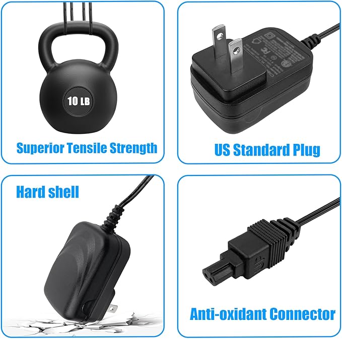 REEYEAR Replacement Charger fits for Shark Floor Carpet Sweeper Vacuums XA2700 V2700Z, 6Ft Replacement Power Adapter Charging Cable for YLS0041-T110025 Power Supply