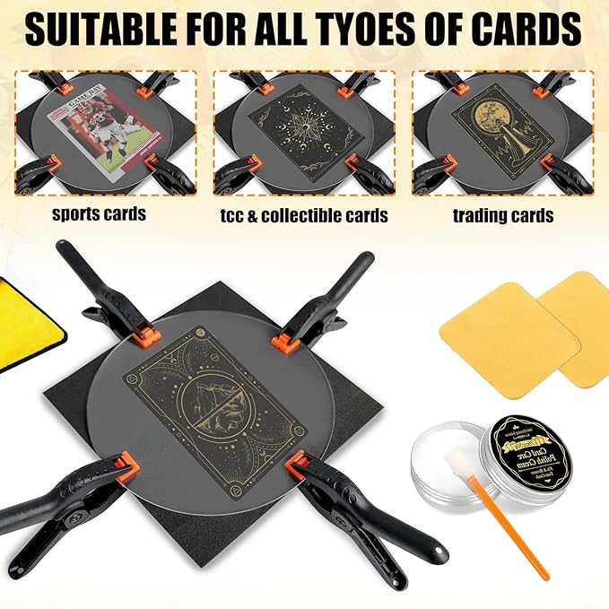 272 Pcs Card Care Clean Kit,Trading Card Cleaning Kit with Fixing Jig and EVA Shaping Foam, Suitable for PSA Rated Baseball Football Basketball Sports Cards Card Care (Black)