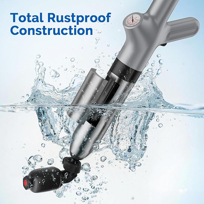 HAMITOR Toilet Plunger Drain Clog Remover: High Pressure Air Plunger & Heavy Duty Toilet Snake with Barometer for Sink, Drain Clogs - Unclogging Tool for Failed Traditional Plungers, Grey