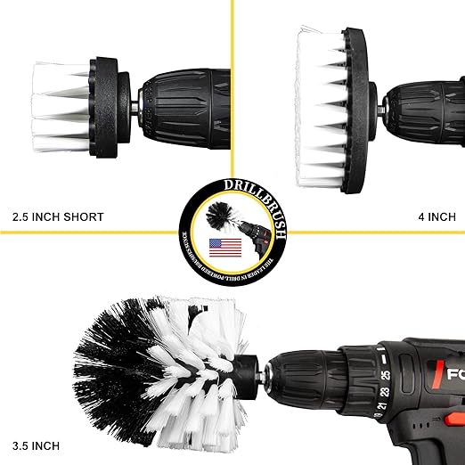 Drill Brush Attachment Kit, 3-Piece Cleaning Set for Bathtubs, Showers, Tiles, Carpets, and More