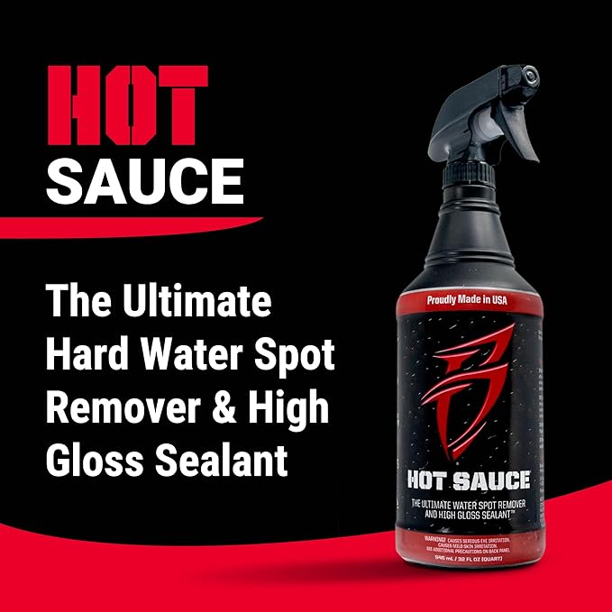 Bling Sauce Hot Sauce Premium Hard Water Spot Remover w/High-Gloss Wax Sealants for Boats, Cars, RVs, Powersport Vehicles, 32 oz.