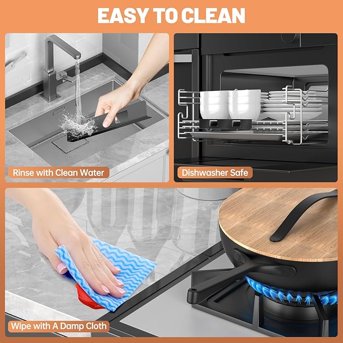 Stove Gap Covers 316 Stainless Steel,Stove Gap Filler,Heat-Resistant Oven Side Gap Filler,Between Stove and Counter Slide In Range Trim Kit for Kitchen,4 Pack (11.6” Silver)