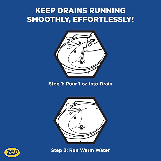 Zep Drain Defense Pipe Build-Up Remover - 64 oz (Case of 4) ZLDC64 - Professional Strength Liquid Pipe Build Up Remover