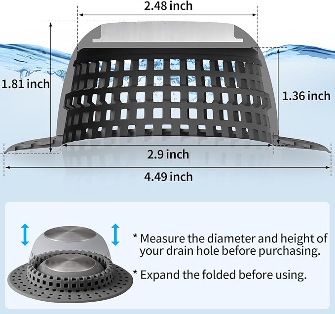 Aluvor Shower Drain Hair Catcher Bathtub Drain Cover Shower Protector for Pop-Up & Regular Drains
