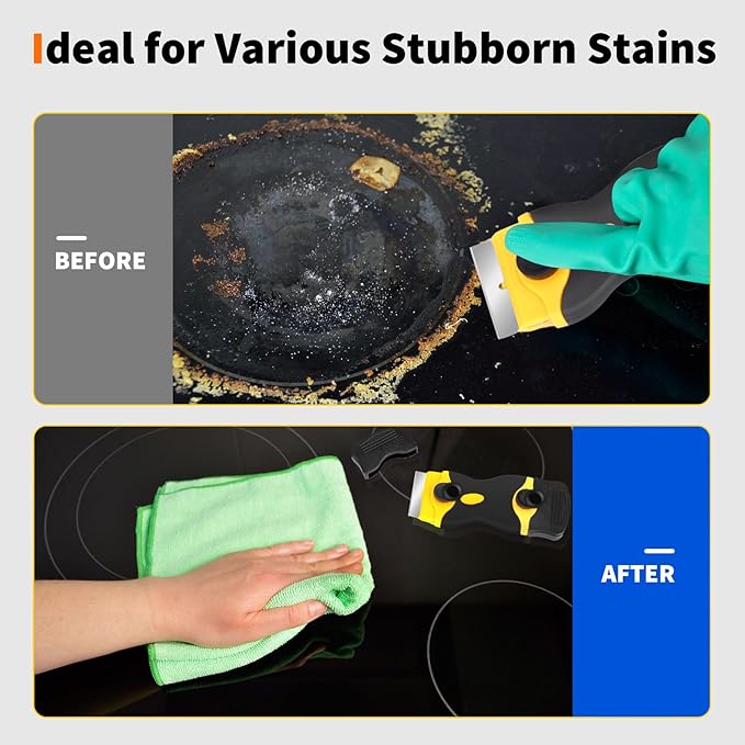 Plastic Razor Blade Scraper Double Sided - Scraper Tool With 40pcs Metal & Plastic Razor Blades, Vinyl, Paint, Sticker Removal Tool For Cleaning Car, Window, Glass, Wood, Non Scratch