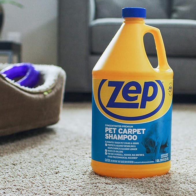 Zep Premium Pet Carpet Shampoo - 1 Gallon (Case of 2) ZUPPC128 - Concentrated Pro Formula Removes Tough Pet Stains and Odors