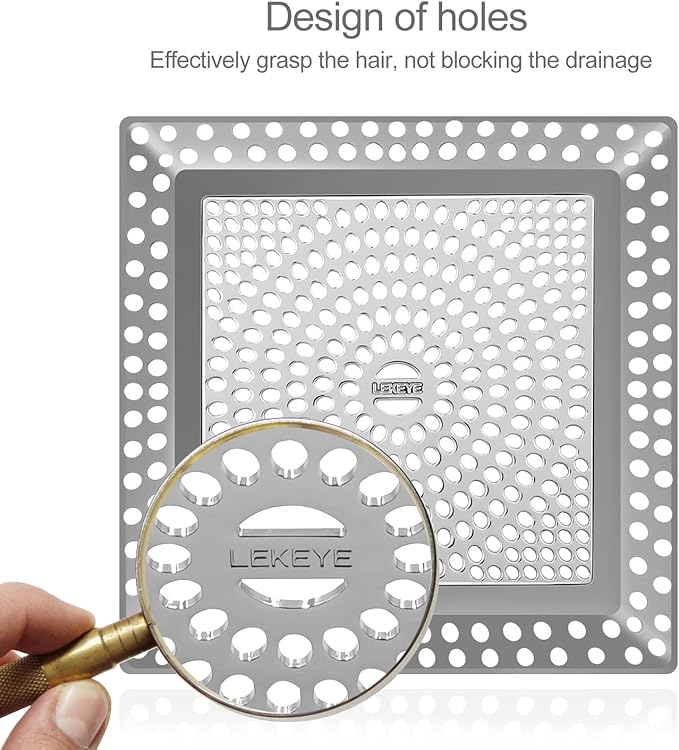 LEKEYE Shower Drain Hair Catcher | Drain Strainer | Shower Drain Cover Stainless Steel and Silicone