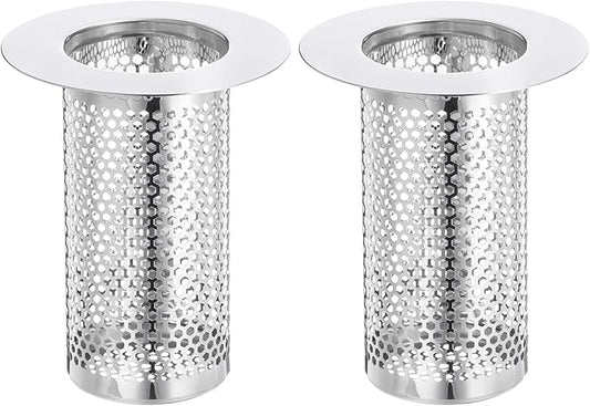 uxcell 2 Pack Shower Drain Strainer, 3.1" x 2.2" Stainless Steel Floor Drain Strainer Deep Sink Hair Catcher for Kitchen Bathroom Balcony Floor Drain, Fit Hole Size from 1.4" to 2"
