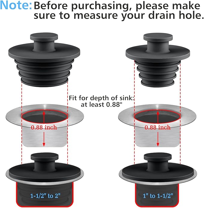 Aluvor Bathtub Stopper 2pcs Sink Stopper Tub Plug Bathroom Shower Drain Plug Silicone Bathtub Drain Plug Tub Drain Stopper Washbasin Stopper