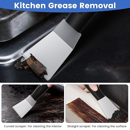 3D Printer Tool Removal Scraper Kit, 6.3x1.5 Inch Metal Scraper with 0.4" Thick Blade & Hang Hole, Curved and Straight Edge for 3D Printing Resin Removal Model Stripping, Kitchen Grease Removal