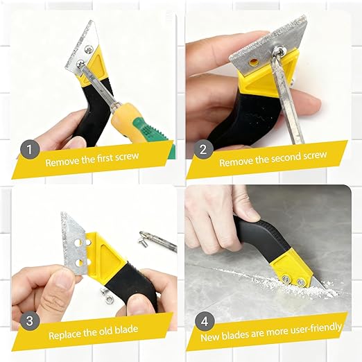 Grout Removal Tool,Tile Grout Saw Angled Grout Saw with 6 Pieces Extra Blades Replacement, 2 Brushs,Caulking Tool,Angled Tile Grout for Cleaning and Tile Gap Repair ﻿