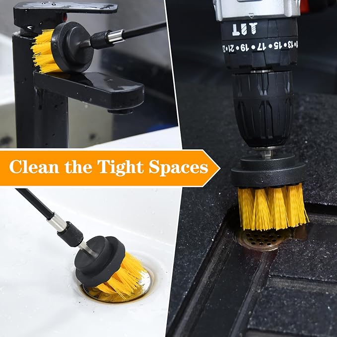 Grout Brush for Drill, 2025 New Crevice Cleaning Brush Set, 3pcs Drill Brush Attachment Kit, for Tile Grout, Corner, Sink, Kitchen, Window