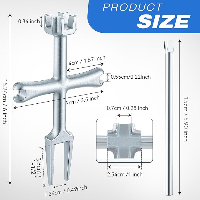Enhon 4 Sided Drain Strainer Wrench with Sliding Handle for Bath/Shower Sink Tool for Installing Removing Pop Up Plugs, Basket Drains and Closet Spuds