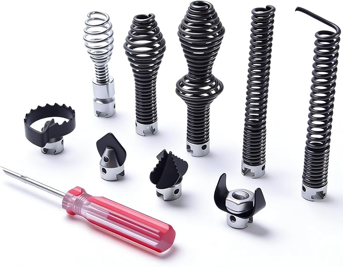 10-Piece Drain Snake Attachment Kit for RIDGID, Drain Cable Cutter Set for 5/8" (16mm) Heavy-Duty Cables, Compatible with K-400 C-4 C-6 C-7 C-8 C-9 Models