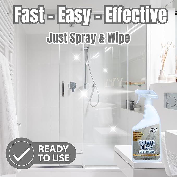 Black Diamond Stoneworks Shower Glass Cleaner – Professional Strength Shower Door & Tile Spray - Removes Hard Water Stains, Soap Scum & Water Spots, Non-Abrasive, Prevents Resoiling (32oz)